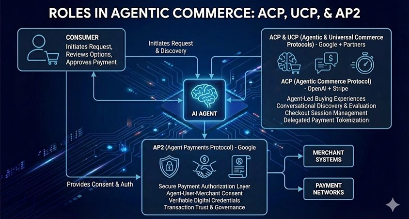 Roles in Agentic Commerce: ACP, UCP & AP2