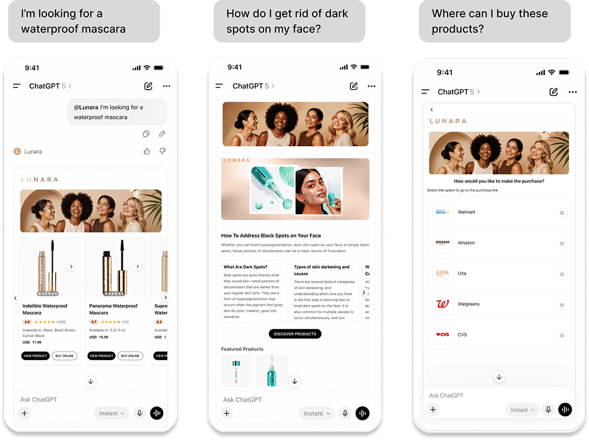 Agentic BrandStore shows shoppers visual branded experiences inside AI platforms from lifestyle information to purchase paths