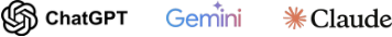 Logos of ChatGPT, Gemini and Claude